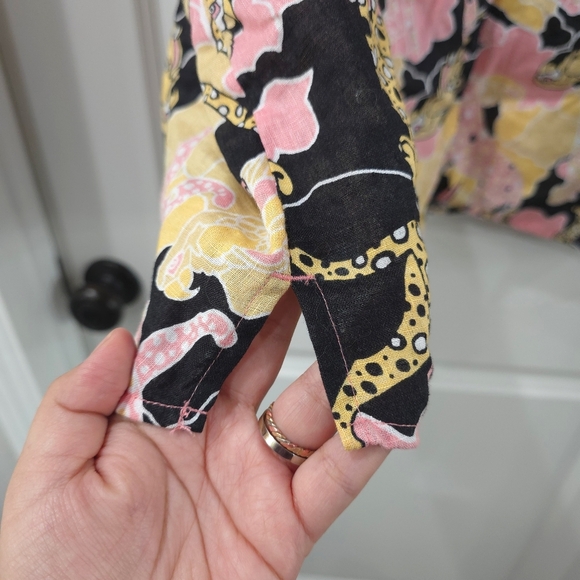 MAEVE Printed Buttondown Surf Shirt, Novelty Printed Cheetah Parrot 100% Linen - Picture 15 of 16